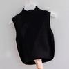 Summer Korean Solid Color Half Turtleneck Sleeveless Casual Knitted Vest For Women