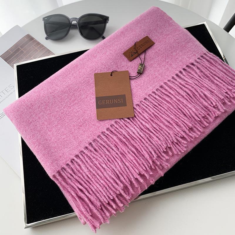 Women's 300g Solid Color Imitation Cashmere Scarf – High-End, All-Match, Warm Autumn/Winter Shawl.