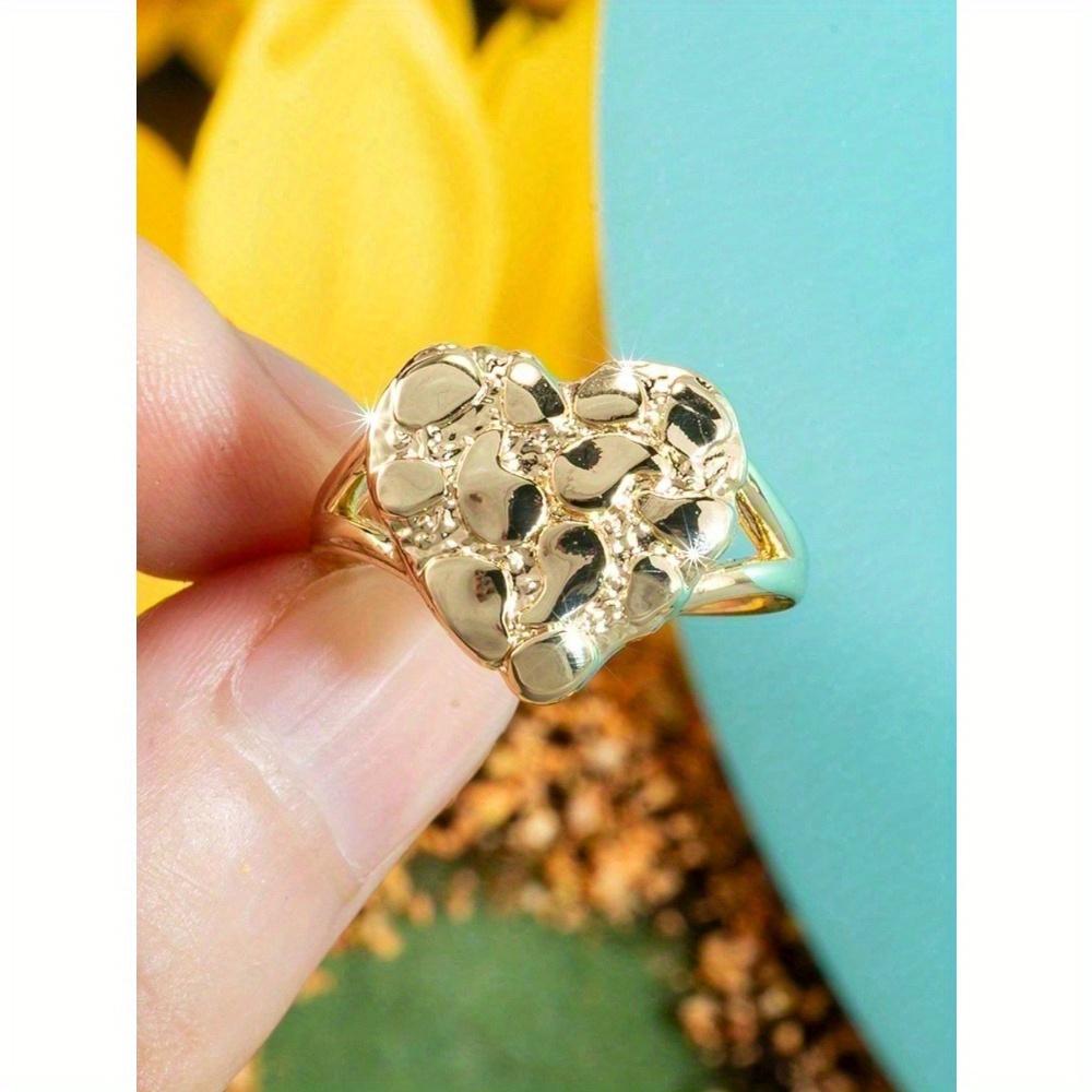 1pc Retro Style Fashion Simple Ring Vintage Bohemian Style Asymmetric Heart Design Fashionable All Match Simple Ring