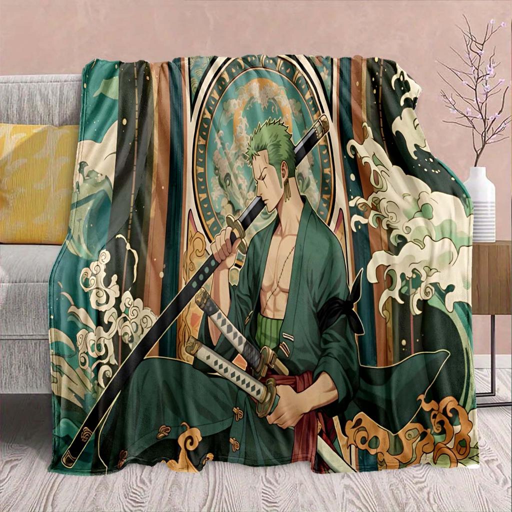 One Piece Anime Flannel Blanket - Soft Warm Perfect for Sofa, Bedding Camping Travel Office Home Decor -QJY