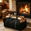 Folding Firewood Bag with a Broad Opening and Reinforced Handles for Hearth, Fire Pit, Camping, and Cabin Wood Transport