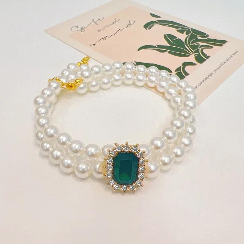 New Original Dog Cat Collars with Pearl Shiny Rhinestone Pendant For Small Dogs Cats Neckchain Pet Accessories Pet Decoration