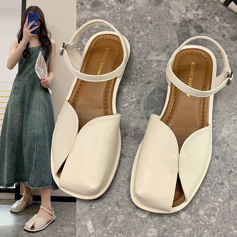 Baotou Sandals Woman 2025 New Summer Korean Version Mori Retro Fairy Style Casual Soft Sole Roman Sandals Woman