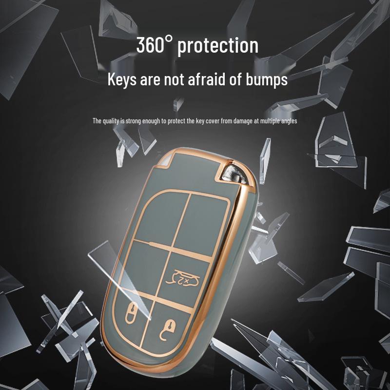 Jeep Compass, Renegade, Cherokee, Grand Commander Gold Edge Car Key Case