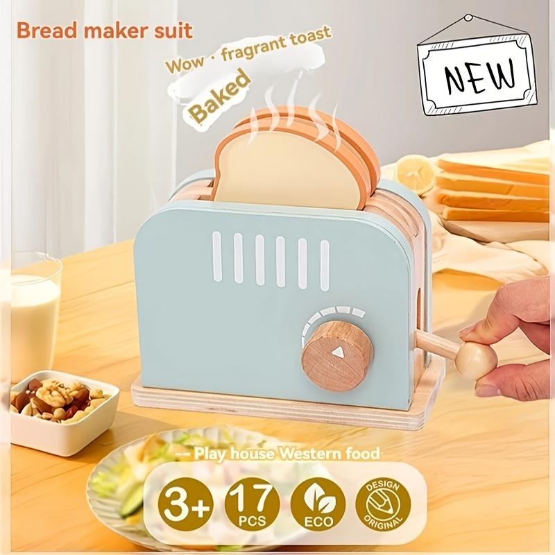 Wooden PopUp Toaster Toy Set,Playhouse Breakfast, Sandwich Set for Pretend Kitchen Role Play Toys for Boys And Girls Aged 3 to 6,Perfect for Christmas