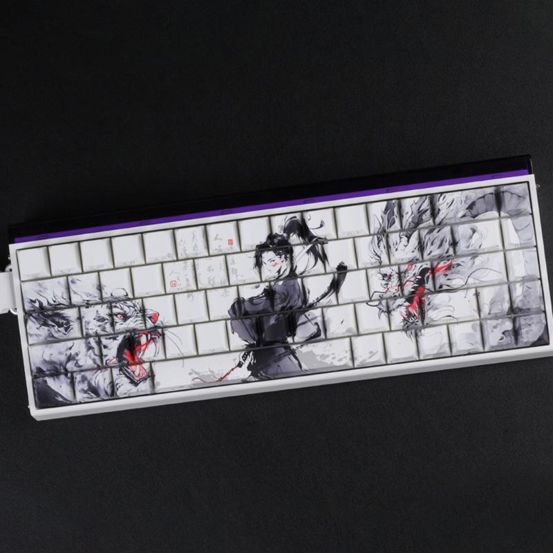 Anti Slip PBT Keycaps Dragon Theme Side Printing For Most Mechanical Keyboards 60% 68% Pattern