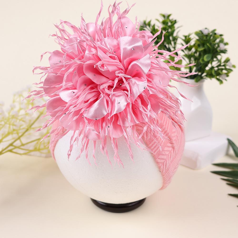 Handmade Large Sequin Flower Children's Hat for Newborn Fontanelle Protection