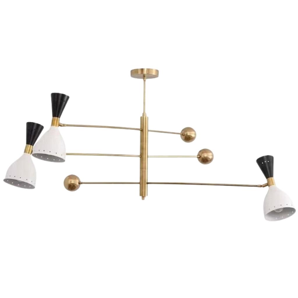 3 Light Counterball Pendant Mid Century Modern Raw Brass Sputnik Light Fixtur