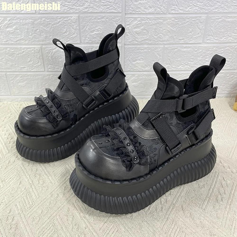 Gothic Punk Style Ankle Boots 8Cm Thick-Soled Short Boots for Women 2025 New Rock High-Top Shoes Sweet Cool Big-Headed Shoes