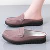 Women Soft Mules Loafers Slip on Casual Elegant Summer Slippers Breathable Leather Sandals Black Moccasin Shoes for Mother