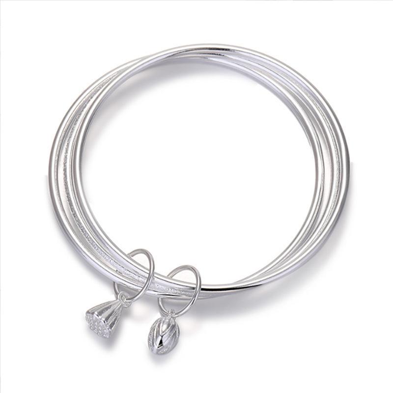 Eternal Love Bracelet: Women’s Young Style, White Copper with Silver Plate, Lotus Seedpod & Flower Design, Trending Bangle.