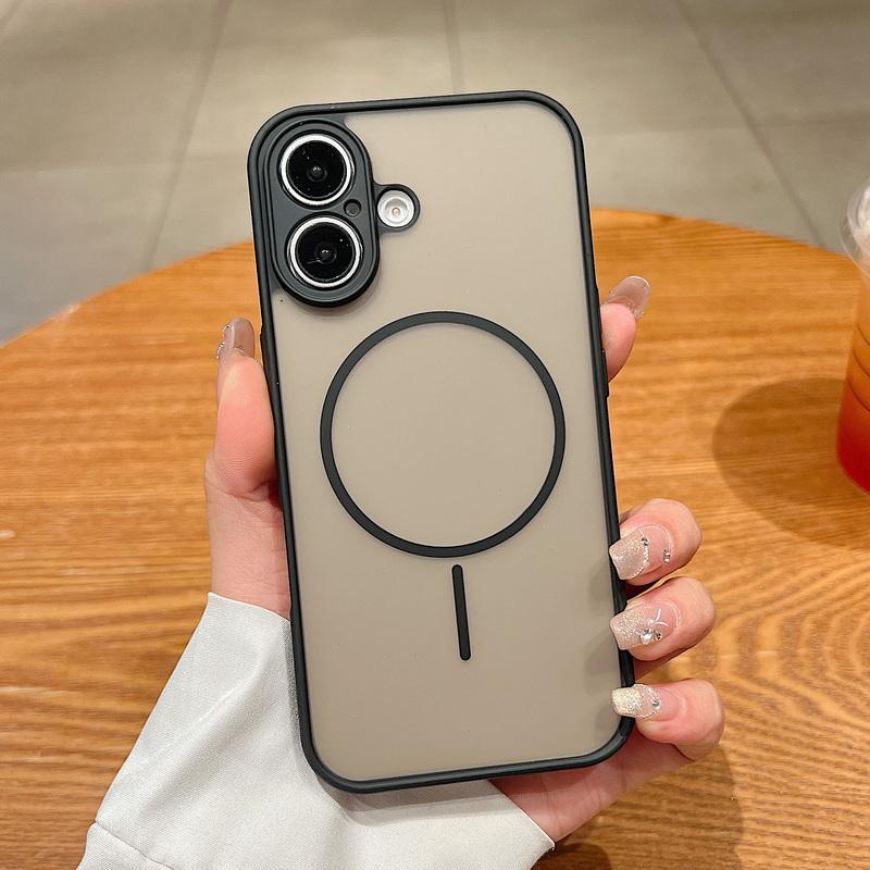 For MagSafe Wireless Charge Slim Phone Case For iPhone 16 Pro Max 16E 15 Pro 14 13 Soft Edge Shockproof Matte Clear Magnetic Back Cover