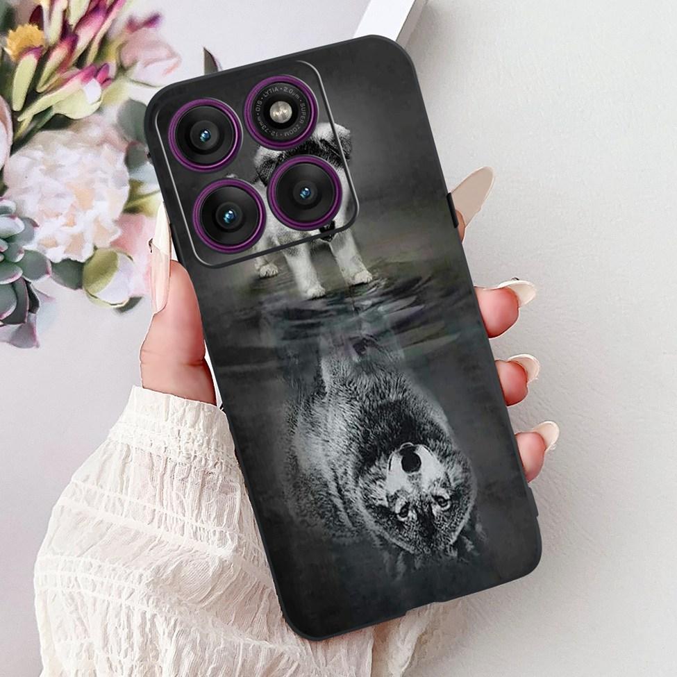 For Motorola Edge 60Pro XT2507-1 Back Cover For Motorola Edge 60 Pro Case Cute Cartoon Luxury Flower Painted Black Silicone 6.7"