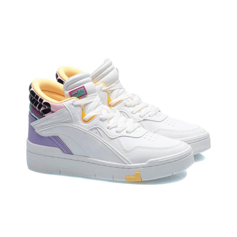Li Ning Superwave Mid Casual High-Top Sneakers Damen-Sneakers Weiß Lila AGCQ238-3