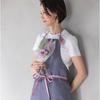 [Made In Japan] Premium 100% Linen Apron, Made In Japan, Two-Tone Gray and Smoky Pink