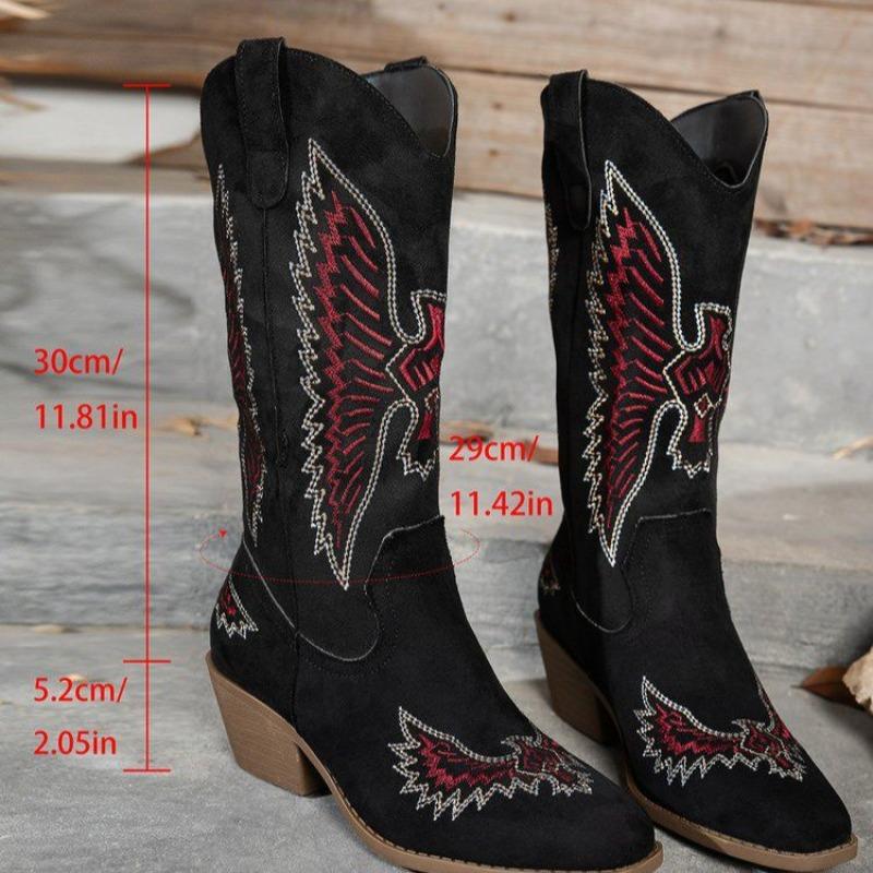 Neue Damen-Einzelschuhe, Spitzschuh, Dickabsatz, Mittelhoher Absatz, Lange Stiefel, Damenstiefel