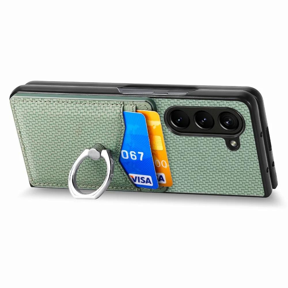 Wallet Phone Case with Credit Card Slot Holder Shockproof Ring Stand PU Leather Cover with Holder for Samsung Galaxy Z Fold 6 5 4 3 2 5G