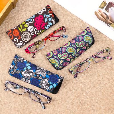 1PC Neue Mode Frauen Lesebrille Passenden Beutel Ultra Licht Harz Druck Blume Vergrößerungs Brillen Vision Care