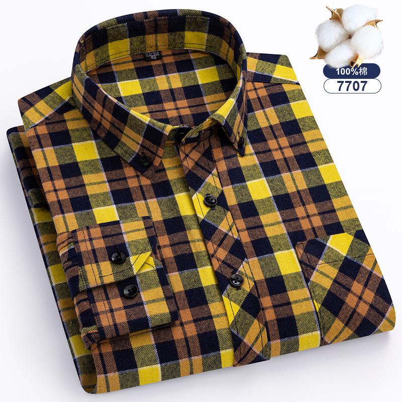 Plus Oversize 8xl Men's Flannel Shirts Men Long Sleeve Casual Comfortable Men's Plaid Shirt 100 Cotton Big Size Single Pocket