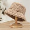 Autumn and winter thermal basin hat retro bucket hat word men and women lamb wool bucket hat