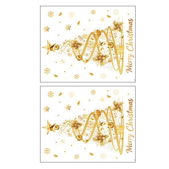 2/4 ks Zlaté vánoční stromky Samolepky na okno Odnímatelné Vodotěsné Veselé Vánoce Stromek Statická skleněná nálepka Dekorační obtisk na sváteční párty