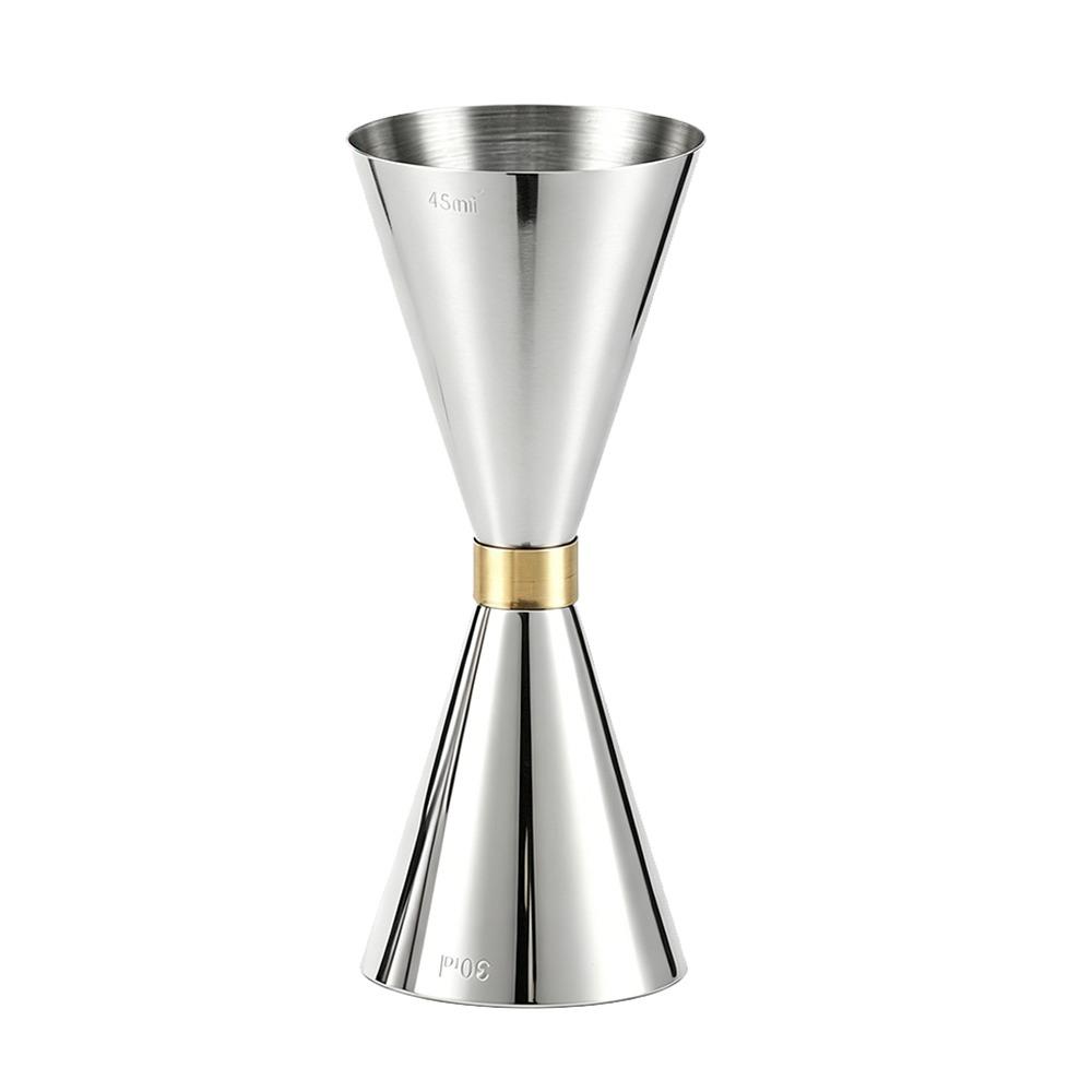 304 Stainless Steel Cocktail Jigger Two-Ended Dual Spirit Measure Cup For Bartending серебряный