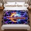 Soccer Theme Soft Blanket Personalized Custom Name Text Print Warm Blanket Home Sofa Bedroom Decor
