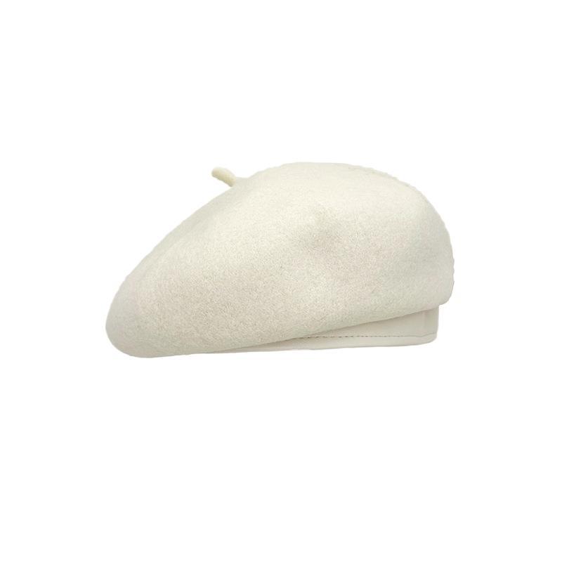 Wool dome beret female autumn and winter face small fashion temperament painter hat leather brim literary and art newspaper children's hat