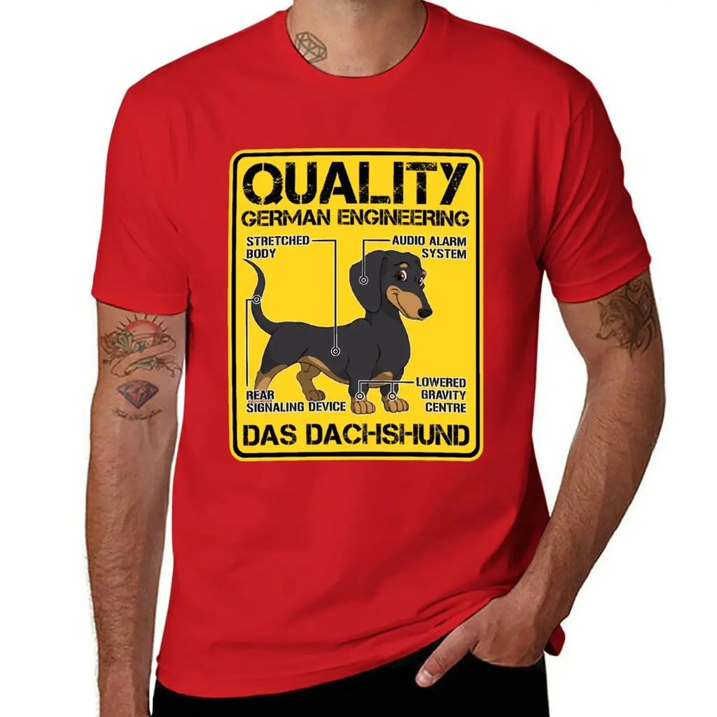 Quality German Engineering - Dachshund Dog Humor T-Shirt Korean Fashion Aesthetic Clothing Men T Shirts