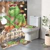Greentown Series Shower Curtain Floor Mat Four Piece Set, Home Bathroom Dry Wet Separation Partition Shower Curtain Waterproof Shower Curtain