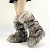 Y2K Spice Girls Sexy Tall Snow Boots New Cross Belt Buckle Fur Fluffy Boots