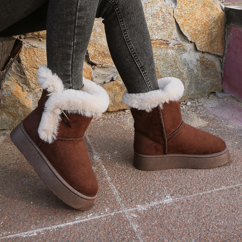 Women's Winter Warm Ankle Boots Non-Slip Platform Fur Lined Snow