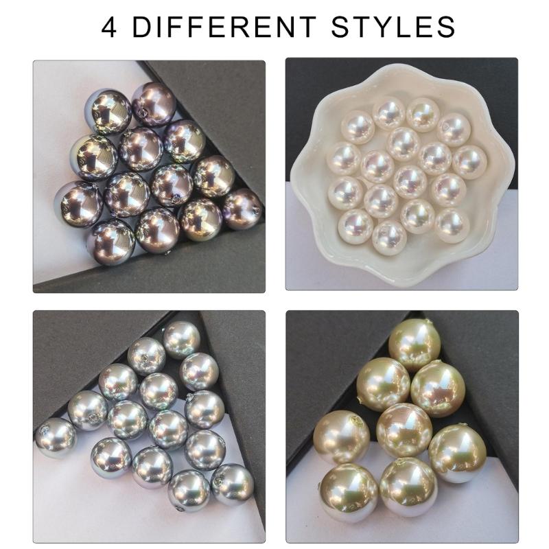 10pcs Round Faux Pearls Beads with Hole 12mm Necklaces Pendant Beads Bracelets Beads Loose Beads Necklace Bracelet Pearls