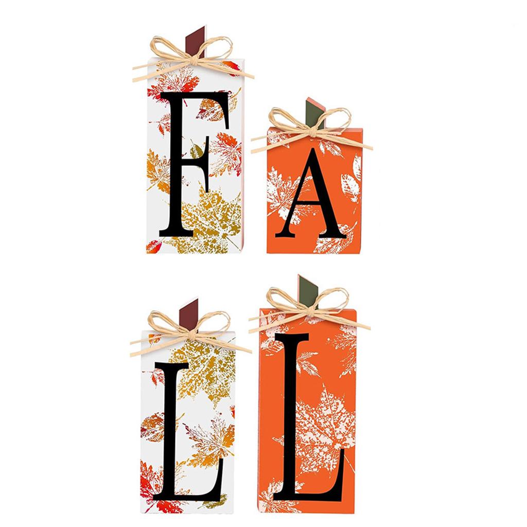 Natural Wooden Fall Lettered Sign Block Tiered Tray Decors Thanksgiving Autumn Home Accent For Seasonal Shelf Display