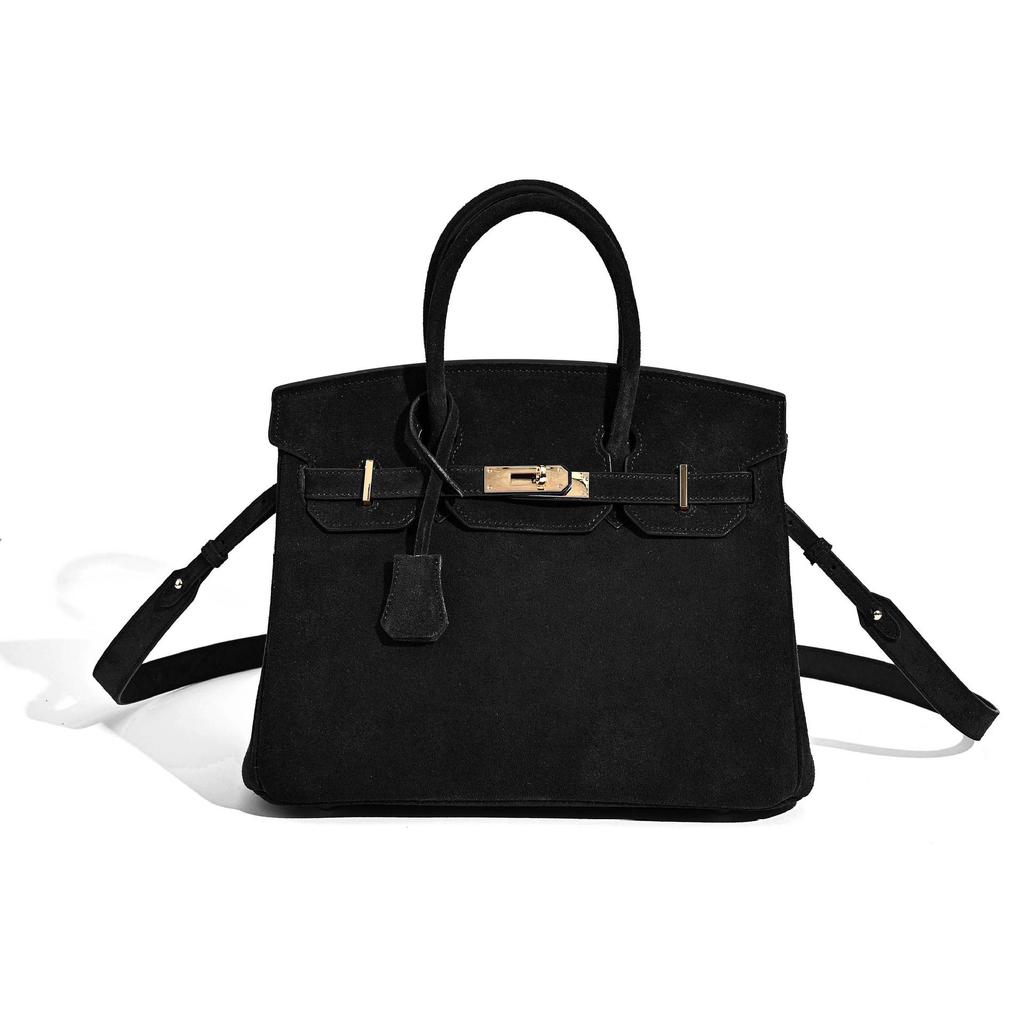 2025 Herbst/Winter Damen Echtes Leder Rindsleder Wildleder Platin Große Kapazität Schulter- und Umhängetasche