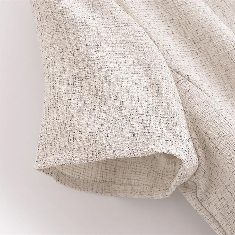 Spring 2025 Women's Slimming Short-Sleeve Dress with Round Neck