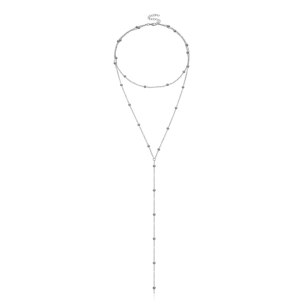 Exaggerated Geometric Fringed Round Bead Necklace Femininity Multi-layer Long Necklace