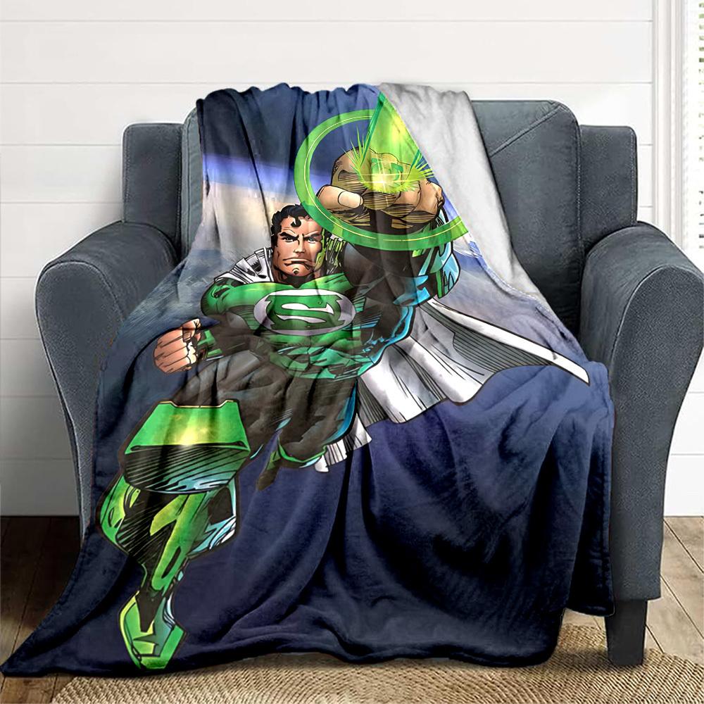 1pc Green Lantern Ring Flannel Throw Blanket Soft, Warm & Cozy for Couch, Bed, Office, and Travel Versatile All Season Gift, Christmas present