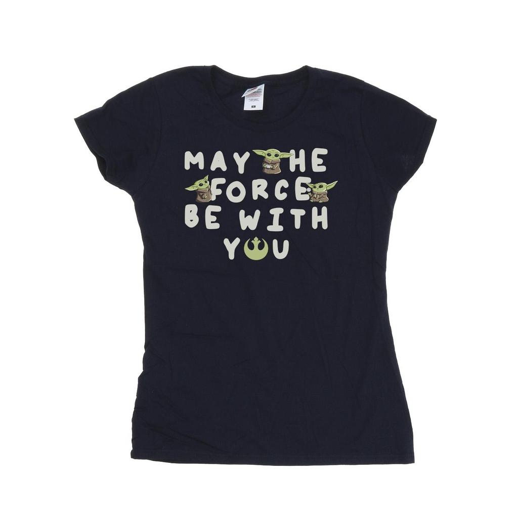 STAR WARS Womens/Ladies The Mandalorian Grogu May The Force Be With You Cotton T-Shirt