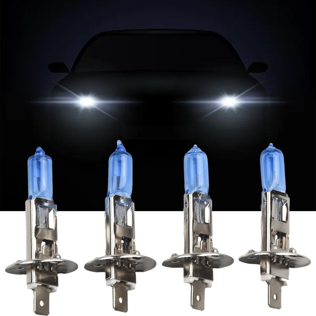 4pcs H1 Halogen Headlight White-Light Lamp High/Low Beam 12V DC 6000K Bulb 55W 2000LM Lumens Car Lights White Light
