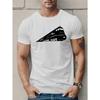 Men's Casual Geometric Train Print T-Shirt, Short Sleeve, Round Neck, Summer Top, Regular Fit,