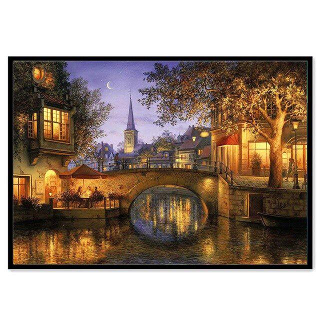 Malowanie diamentami Gwiaździste niebo Inkrustowane lasy Domek Haft krzyżykowy Malowane kwiaty z kamieni szlachetnych