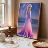 Pearl Painting Princess Elsa Pink Purple Galaxy Beach 5D Exquisite Landscape Sparkling Painting Craft Home Wall Decoration DIY Handmade Gift