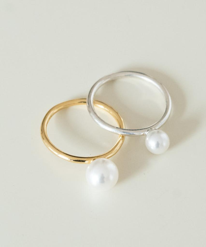 Alleun Silver 925 Bold Nucleus Pearl Ring For Women (Type B)