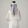Flowing Girls Head Gauze Polyester Bridal Tulle Portable Bow Veil Hair Hoop  Photo Props