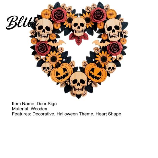 Halloween Wall Decor Flower Skull Pumpkin Wreath Door Decorations Heart Shape Welcome Hanging Sign Happy Front Reusable Decoration Hanger