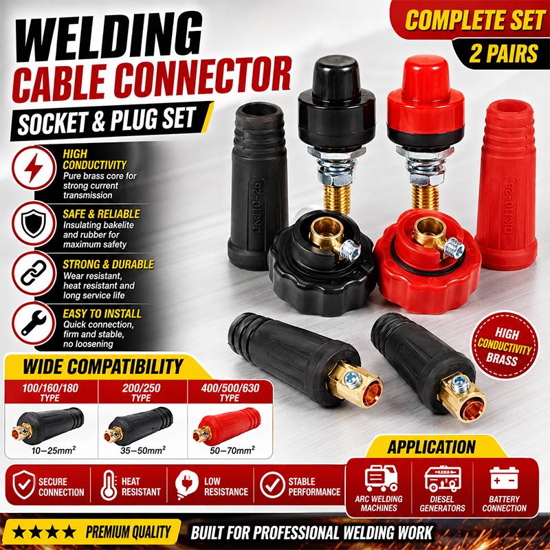 European Style Welder Quick Connectors Insulated Rubber Shell Brass Fittings For Industrial Welding Repair