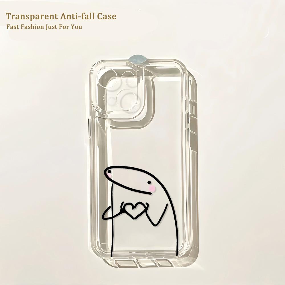 F-Flork Funny Meme Couple Phone Case For IPhone 16 16e 15 14 13 12 11 Mini Pro Max X XR XSMax 7 8 Plus Transparent Back Cover