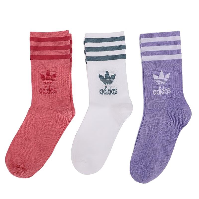 adidas Originals Crew Socks All Unisex 3 Pack Rose Red/Purple/White Couple's GN3080