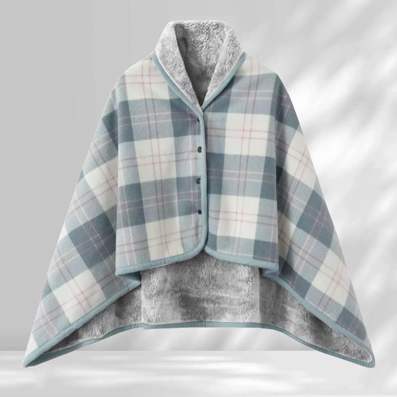 Dual-Purpose Warm Shawl Blanket - Double-Layer, Thick, Perfect for Office Naps or Lounging